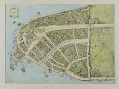 Neuentwurf des Castello-Plans, Neu-Amsterdam im Jahr 1660, 1916 von John Wolcott Adams